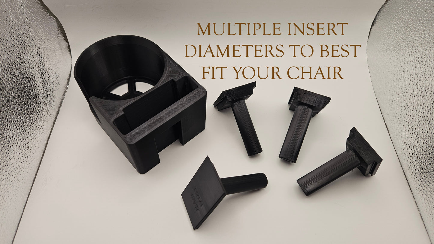 Cupholder & Phone Holder for Forcemech and other Wheelchairs with Tubular Arms